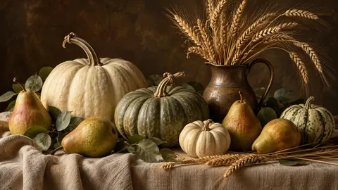 Halloween Frame TV art – Harvest Table, classical still life