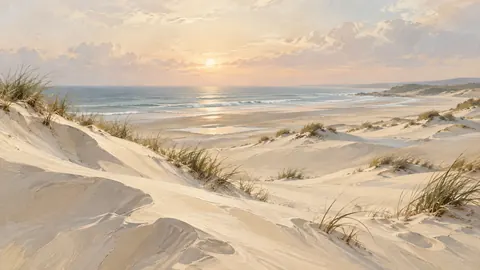 Coastal Frame TV art – Quiet Dunes, minimalist oil