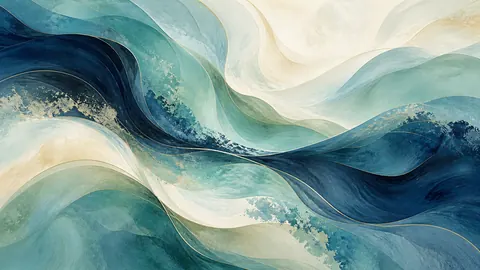 Blue Tidal Forms – organic abstraction Frame TV art