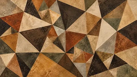 Tessellating imperfect triangles in varied sizes – earth-tone textured abstraction Frame TV art
