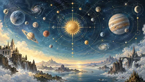 Imaginary celestial map without labels – surrealist fine-art illustration Frame TV art