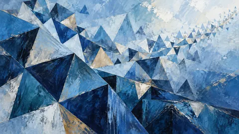 Tessellating imperfect triangles in varied sizes – cool blue lyrical abstraction Frame TV art