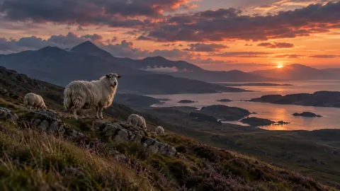 Sheep on a windswept hillside – fine-art wildlife photography Frame TV art