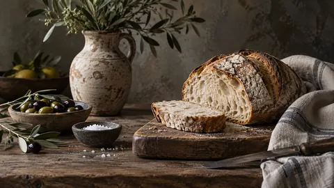 Rustic bread on a wooden cutting board – fine-art still-life photography Frame TV art