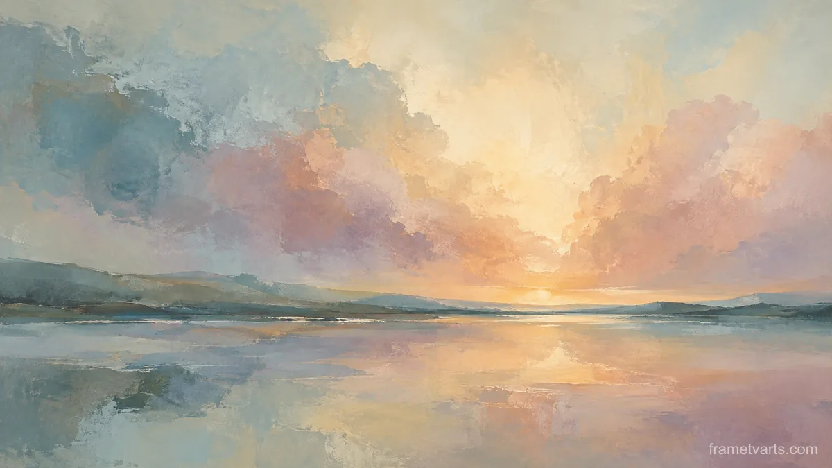 Soft-edged cloudlike color fields – muted pastel organic abstraction Samsung Frame TV art, 4K