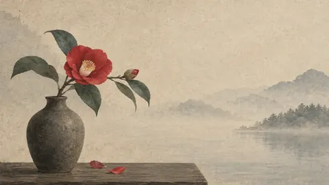 Camellia in a simple vase – japanese-inspired minimal composition Frame TV art